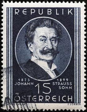 Johann Strauss II on old austrian stamp