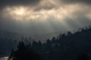 sunset in the mountains Crestview lake California