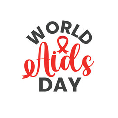World aids day vector typography banner with realistic red ribbon. Poster and template design for world aids day, 1 December. 
Aids Awareness Red Ribbon. Illness s and symbols. Vector Illustration