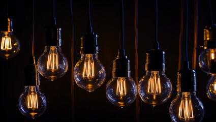 Incandescent light bulbs close up