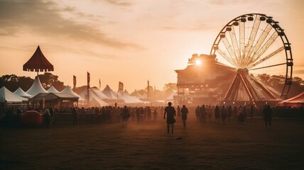 Sunset at a music festival