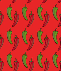 seamless pattern with  peppers