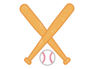 Vector sport icon for baseball with bat and ball. Vintage vector emblem for baseball.
