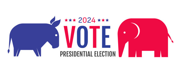 Vector banner for 2024 presidential election in USA. Vector poster with typography for election of president.