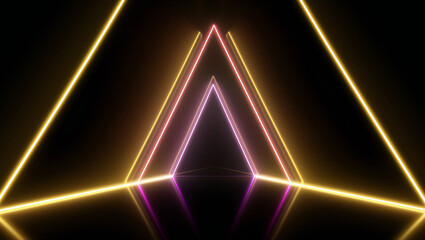 Fototapeta premium retro triangle neon futuristic sci-fi scene 