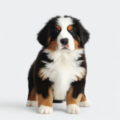 Double the Puppy Love: Bull Terrier and Bernese Mountain Baby Dogs, Generative AI