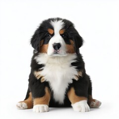 Furry Duo's Adventures: Bull Terrier and Bernese Mountain Puppy's Captivating Cuteness, Generative AI