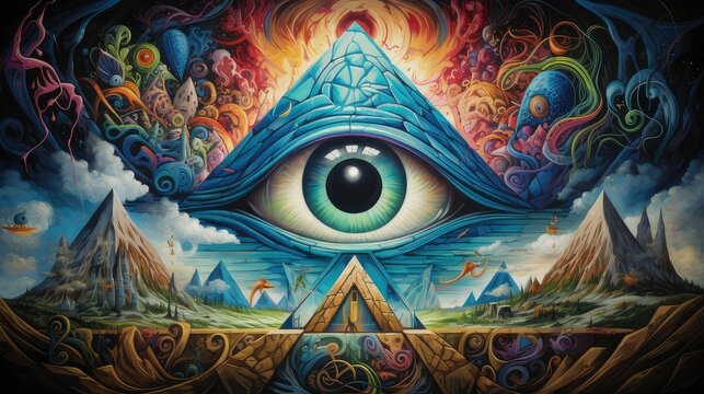 Eye of Providence. An eye enclosed in a triangle. generative AI