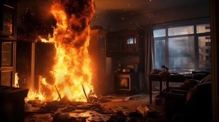 Apartment on fire