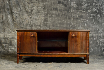 vintage furniture cabinets chairs on a gray background