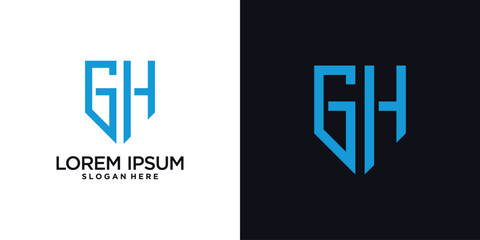 Monogram logo design initial letter g combined with shield element and creative concept