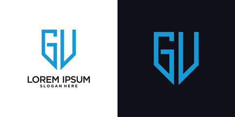 Monogram logo design initial letter g combined with shield element and creative concept