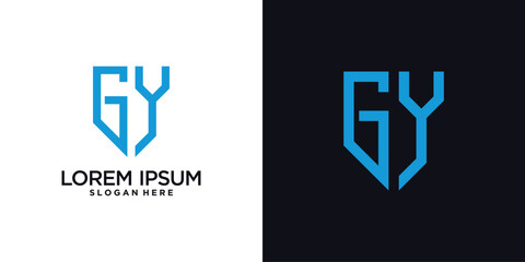 Fototapeta premium Monogram logo design initial letter g combined with shield element and creative concept