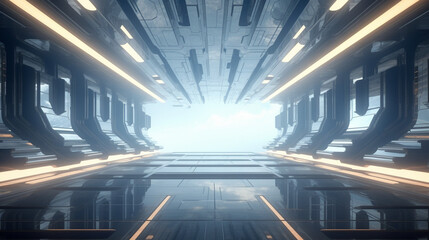 abstract futuristic 3d tunnel background, AI Generated