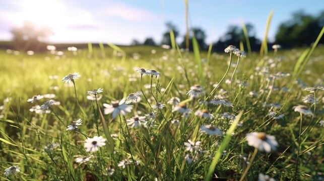field of grass and flowers