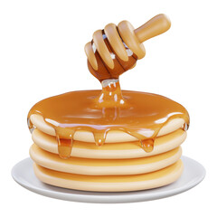 pancake with honey 3d icon illustration