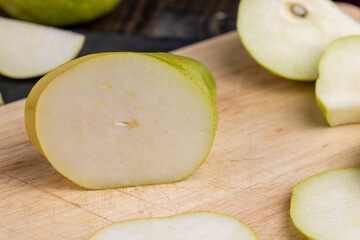 delicious pears washed and ready for cooking