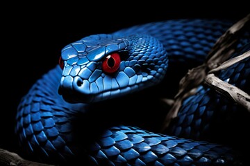 Blue viper snake closeup face, a Captivating Closeup Portrait of the Enigmatic Blue Viper Snake