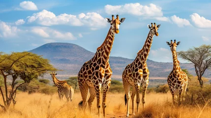 Poster Giraffes in the African savannah. Serengeti National Park. Africa. Tanzania. © Ziyan Yang