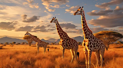 Foto op Aluminium Giraffes in the African savannah. Serengeti National Park. Africa. Tanzania. © Ziyan Yang