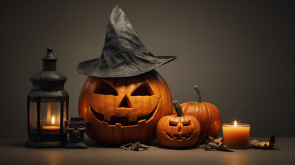 Halloween jack-o-lantern decoration background.