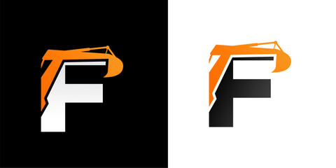 logo initial F with excavator