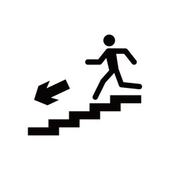 People coming down the stairs line icon vector design template and ilustration with editable stroke