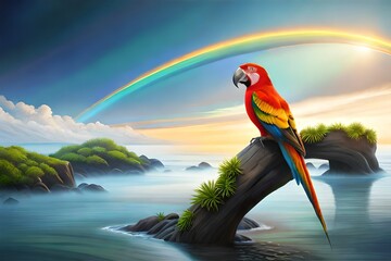 rainbow lorikeet in the water