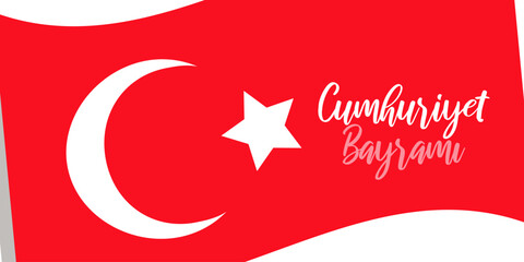 Republic day turkey October 29 National Day. 29 Ekim Cumhuriyet Bayrami. Flag on a white background. Concept holiday. Banner template, poster, web design. Vector flat illustration...