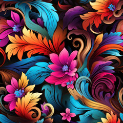 Fototapeta na wymiar Paisley pattern seamless bright colors 
