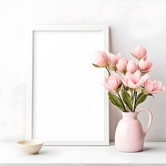 white tulips in vase on the table