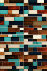 Multi-color teal brick surface, Generative AI