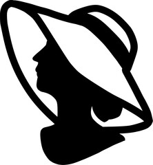 帽子をかぶった女性のシルエット