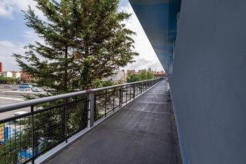 A metal and concrete walkway