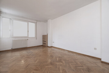 Empty living room with white aluminum window