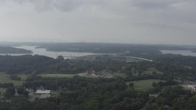 Aerial shot of an Urban town in middle America