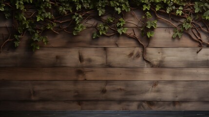 a wood texture with a plant growing on it generated by Ai