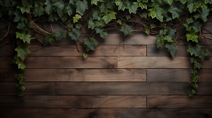 a wood texture with a plant growing on it generated by Ai