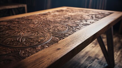 carvings on a table in a room generated by Ai