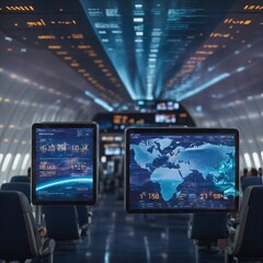 Digital Futuristic Travel Future Air Plane  Business Screen Poster