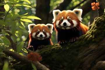 red panda eating bamboo, Generative AI