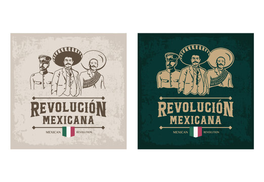 VECTORS. Editable banners for the Mexican Revolution,  commemorated annually on November 20. Includes some of the revolution protagonists: Emiliano Zapata, Felipe Angeles, Francisco (Pancho) Villa