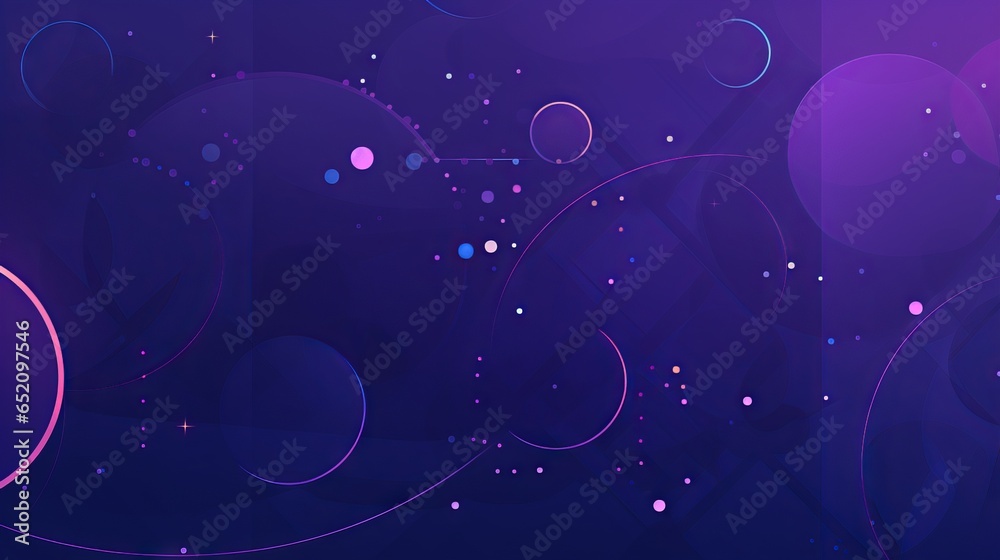 Wall mural an abstract purple background with circles, dots and lines. generative ai.
