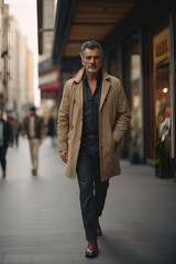 Obraz premium hombre maduro caminando por la ciudad