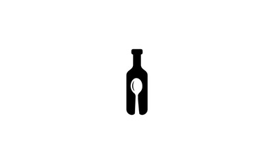 bottle and spoon, logo, simple, design, abstract