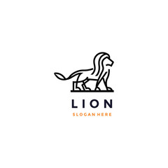 lion modern line logo vector