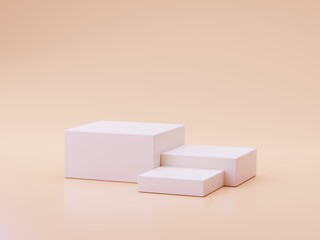 White podium geometric pedestal product display concept 3d rendering