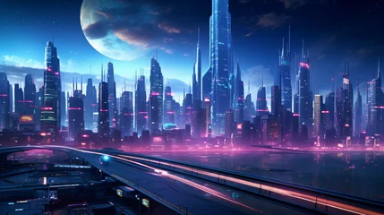 Fotobehang Cityscape set in a futuristic cyberpunk world © Noah