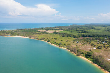 Aerial view of clear blue turquoise seawater, Andaman sea in Phuket island in summer season, Thailand. Water in ocean pattern texture wallpaper background.