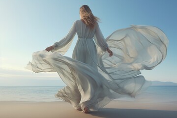 woman in white dress, Generative AI